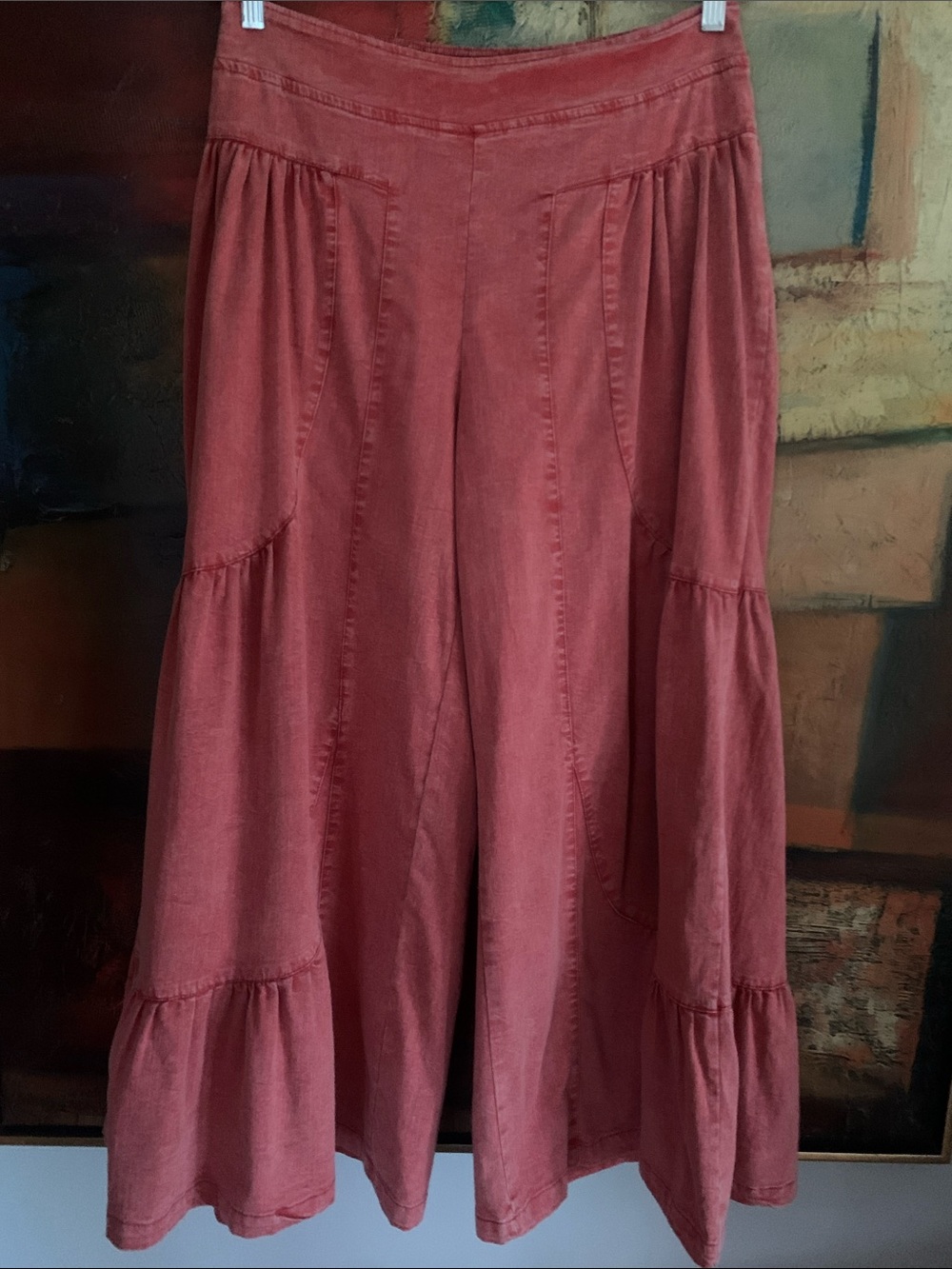 Soft Denim “Free People Vibes” Wide Leg Pants, Sz M